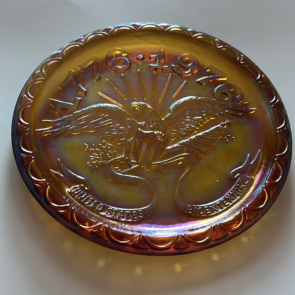Vintage 9-inch Carnival Glass Commemorative Plate